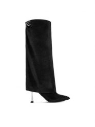 Juicy Couture Kozaki EO-R24SS94662 Czarny. Czarne kozaki damskie Juicy Couture, z materiału, bez obcasa, na szpilce. Za 369.99 zł.