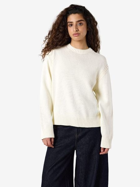 Noisy may Sweter "Dara" w kolorze białym rozmiar: XS. Białe swetry klasyczne damskie Noisy may, xs, z elastanu, bez kołnierzyka. Za 129.95 zł.