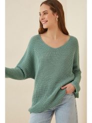Happiness Istanbul Sweter w kolorze zielonym rozmiar: onesize. Zielone swetry klasyczne damskie Happiness Istanbul, bez kołnierzyka. Za 48.39 zł.