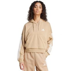 Adidas Essentials French Terry Hoodie Quarter Zip - damska bluza bawełniana. Brązowe bluzy z kapturem damskie Adidas, s, z bawełny. Za 301.75 zł.