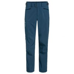 Wodoodporne spodnie VAUDE Elope Softshell. Niebieskie spodnie materiałowe męskie Vaude, bez wzorów, z softshellu. Za 724.00 zł.