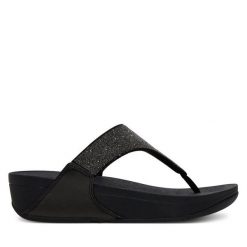 Japonki FitFlop. Czarne klapki damskie FitFlop, bez wzorów, bez obcasa. Za 339.99 zł.