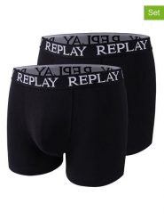 Replay Underwear Bokserki (2 pary) w kolorze czarnym rozmiar: XL. Czarne bokserki męskie Replay Underwear, bez wzorów. Za 43.99 zł.