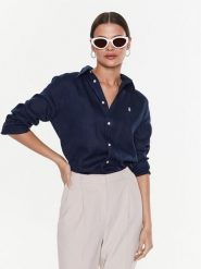 Polo Ralph Lauren Koszula 211920516007 Granatowy Relaxed Fit. Niebieskie koszule damskie Polo Ralph Lauren, xs, bez wzorów, ze lnu, bez kołnierzyka, bez ramiączek. Za 769.99 zł.
