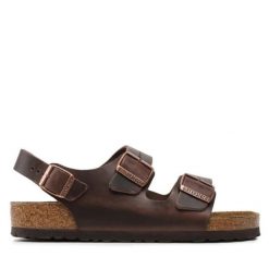 Birkenstock Milano LE Sandały unisex brązowe. Brązowe sandały damskie Birkenstock, bez wzorów, bez obcasa. Za 449.99 zł.
