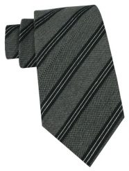 Klasyczny Krawat Klubowy - Alties - Grafit w Prążek. Szare krawaty i muchy męskie Alties, bez wzorów, z tkaniny, eleganckie. Za 49.00 zł.