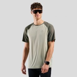 Koszulka biegowa męska Odlo X-Alp Trail T-Shirt Crew Neck. Brązowe t-shirty męskie Odlo, m, bez wzorów, bez kołnierzyka. Za 240.99 zł.