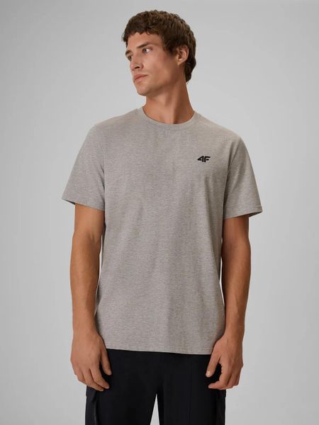 4F T-shirt regular gładki męski. Szare t-shirty męskie 4f, m, bez wzorów, z bawełny, bez kołnierzyka. Za 49.99 zł.