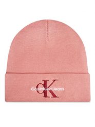 Calvin Klein Czapka Mono Logo Embro K60K612668 Różowy. Czerwone czapki zimowe damskie CALVIN KLEIN, z bawełny. Za 189.99 zł.