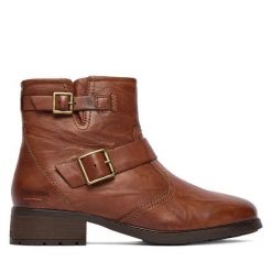 Botki Josef Seibel. Brązowe botki damskie Josef Seibel, bez obcasa, na słupku, bez zapięcia. Za 559.99 zł.