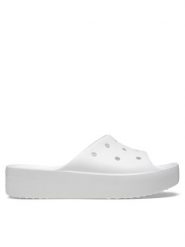 Crocs Klapki Classic Platform Slide 208180 Biały. Białe klapki damskie Crocs, bez wzorów, z tworzywa sztucznego, bez obcasa. Za 209.99 zł.
