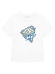 Guess T-Shirt N6GI14 K8HM4 Biały Regular Fit. Białe t-shirty chłopięce Guess, z aplikacjami, z bawełny, bez ramiączek. Za 74.99 zł.