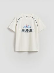 T-shirt Lilo i Stitch - złamana biel. Koszulki dziewczęce Reserved, bez wzorów, z bawełny, bez ramiączek. Za 45.99 zł.