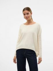 Vero Moda Sweter w kolorze kremowym rozmiar: M. Brązowe swetry klasyczne damskie Vero Moda, m, z włókna, bez kołnierzyka. Za 118.84 zł.