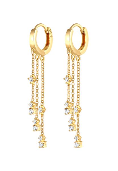 Elli Ladies Creole Pea Chain Statement Trend z cyrkonem w 925 Sterling Silver pozłacany Kolczyki 1 ct Damski. Szare kolczyki damskie Elli, z cyrkonią, pozłacane. Za 322.14 zł.