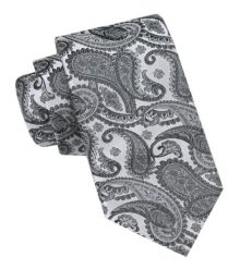 Krawat Męski - Alties - Szary Wzór Paisley. Szare krawaty i muchy męskie Alties, bez wzorów, z tkaniny, eleganckie. Za 49.00 zł.