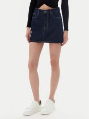 Guess Jeans Spódnica jeansowa W5YD0Q D5M4C Granatowy Regular Fit. Niebieskie spódniczki damskie Guess Jeans, m, z aplikacjami, z bawełny. Za 209.99 zł.