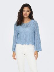 ONLY Sweter w kolorze błękitnym rozmiar: L. Niebieskie swetry klasyczne damskie Only, l, z koronki, bez kołnierzyka. Za 65.85 zł.