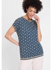 Olsen Bluzka w kolorze granatowo-białym rozmiar: 40. Białe bluzki damskie Olsen, bez wzorów, bez kołnierzyka, bez ramiączek. Za 91.56 zł.