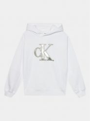 Calvin Klein Jeans Bluza Metallic Monogram IG0IG02298 Biały Regular Fit. Białe spodnie dziewczęce Calvin Klein Jeans, z bawełny. Za 219.99 zł.