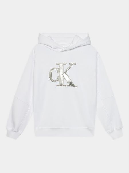 Calvin Klein Jeans Bluza Metallic Monogram IG0IG02298 Biały Regular Fit. Białe spodnie dziewczęce Calvin Klein Jeans, z bawełny. Za 219.99 zł.