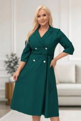 Elegancka żakietowa sukienka Marietta w kolorze butelkowej zieleni XXL OVERSIZE WIOSNA. Zielone sukienki damskie Moda Size Plus Iwanek, do pracy, na wiosnę, l, bez wzorów, z elastanu, biznesowe, bez kołnierzyka, bez ramiączek, mini, oversize. Za 325.00 zł.