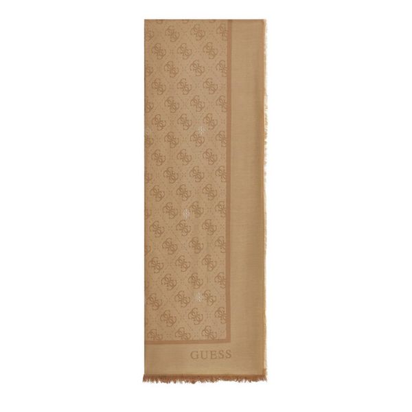 Szal Guess. Brązowe szaliki i kominy damskie Guess, z aplikacjami. Za 234.99 zł.