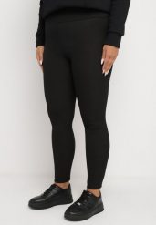 Czarne Prążkowane Legginsy z Wysokim Stanem Veriana. Czarne legginsy damskie Born2be, xl, bez wzorów, z jeansu. Za 19.99 zł.