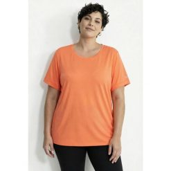 Damskie Koszulka funkcyjna SPF 50+ okrągły dekolt krótki rękaw z recyklingu. Brązowe t-shirty damskie Ulla Popken, plus size, bez wzorów, z elastanu, bez kołnierzyka. Za 199.99 zł.