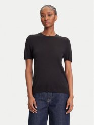 Calvin Klein Sweter LV044A307G Czarny Regular Fit. Czarne swetry klasyczne damskie CALVIN KLEIN, s, z wiskozy, bez kołnierzyka. Za 259.99 zł.