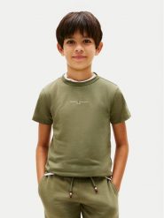 Tommy Hilfiger T-Shirt Essential Logo KB0KB09666 Zielony Regular Fit. Zielone t-shirty chłopięce Tommy Hilfiger, bez wzorów, z bawełny, bez ramiączek. Za 289.99 zł.