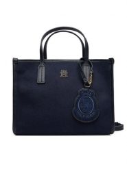 Tommy Hilfiger Torebka Th City Small Tote Melton AW0AW17852 Granatowy. Niebieskie torebki klasyczne damskie Tommy Hilfiger, bez wzorów, z materiału, bez dodatków. Za 389.99 zł.