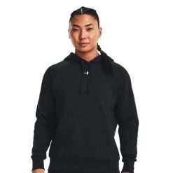 Damska Bluza Z Kapturem Rival Fleece Hoodie. Czarne bluzy z kapturem damskie Under Armour, l, z bawełny. Za 373.00 zł.