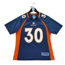 Second life - Koszulka Denver Broncos NFL dla kobiet - Stan bardzo dobry. Niebieskie bluzki damskie NFL, bez wzorów, bez kołnierzyka. Za 143.78 zł.