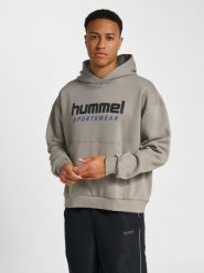 Bluza z kapturem Hummel Boxy Logo. Szare bluzy sportowe damskie HUMMEL, xl, bez wzorów, z bawełny, bez ramiączek, długie, z kapturem. Za 334.45 zł.