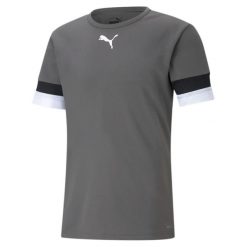 Koszulka piłkarska męska PUMA teamRISE Jersey. Szare t-shirty sportowe męskie Puma, m, z jersey, bez ramiączek, do piłki nożnej. Za 141.50 zł.