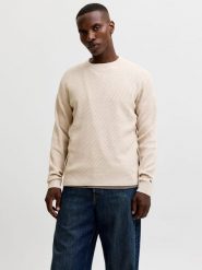 Jack & Jones Sweter w kolorze beżowym rozmiar: L. Brązowe swetry męskie Jack & Jones, l, bez wzorów, z bawełny, bez kołnierzyka. Za 109.95 zł.