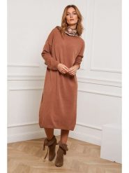 Joséfine Sukienka dzianinowa "Estudiente" w kolorze karmelowym rozmiar: XL. Brązowe sukienki damskie Joséfine, xl, bez wzorów, z dzianiny, bez kołnierzyka, bez ramiączek, maxi. Za 216.95 zł.