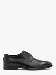 Czarne półbuty ze skóry licowej klasyczne sznurowane. Czarne buty wizytowe męskie Ryłko, z jeansu, bez zapięcia. Za 429.99 zł.