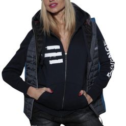 Kamizelka damska Fitness i rekreacyjna, antracytowy niebieski. Niebieskie kamizelki damskie R-EVENGE, s, z tkaniny. Za 250.50 zł.
