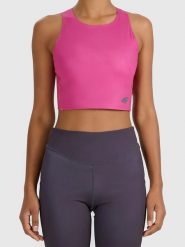 4F Top sportowy w kolorze różowym rozmiar: XS. Różowe topy damskie 4f, xs, bez wzorów, z materiału, bez kołnierzyka. Za 78.84 zł.