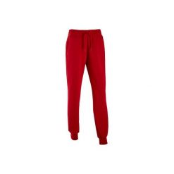 Spodnie Gym & Pilates slim Linear damska. Czerwone spodnie materiałowe damskie Adidas, bez wzorów, z bawełny. Za 179.99 zł.