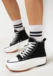 Czarne Trampki na Platformie z Cholewką za Kostkę Alamatia. Czarne trampki i tenisówki damskie Born2be, bez wzorów, za kostkę. Za 84.99 zł.