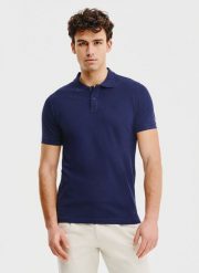 PAKO LORENTE – Gładki t-shirt polo w granatowym kolorze. Koszulki polo męskie Pako Lorente, l, bez wzorów, z bawełny, bez ramiączek. Za 149.99 zł.