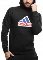 Męska bluza z kapturem adidas FI BOS HD OLY czarna. Czarne bluzy z kapturem męskie Adidas, m, z bawełny. Za 252.99 zł.