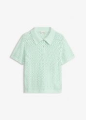 Sweter ażurowy z czystej bawełny. Zielone swetry klasyczne damskie bonprix, z bawełny, bez kołnierzyka. Za 97.99 zł.