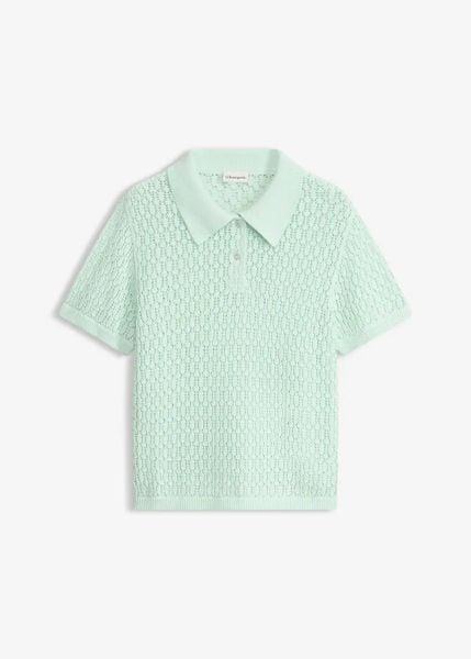 Sweter ażurowy z czystej bawełny. Zielone swetry klasyczne damskie bonprix, z bawełny, bez kołnierzyka. Za 97.99 zł.