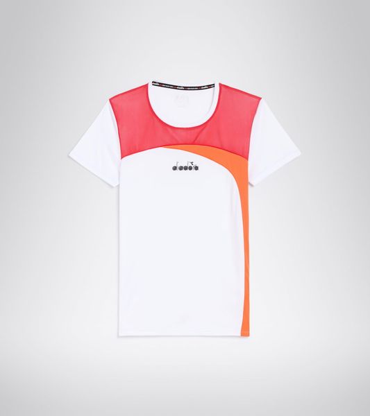 Koszulka do tenisa z krótkim rekawem damska Diadora L. SS T-SHIRT optical white. Białe t-shirty damskie Diadora, l, bez wzorów, z materiału, bez kołnierzyka. Za 39.99 zł.