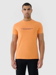 4F T-shirt regular z nadrukiem męski - pomarańczowy XXL. Brązowe t-shirty męskie 4f, m, bez wzorów, z bawełny, bez kołnierzyka. W wyprzedaży za 39.99 zł.