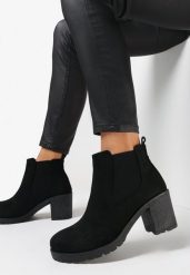 Czarne Botki Tayah. Czarne botki damskie Born2be, z jeansu, eleganckie, bez obcasa, na obcasie, bez zapięcia. Za 89.99 zł.